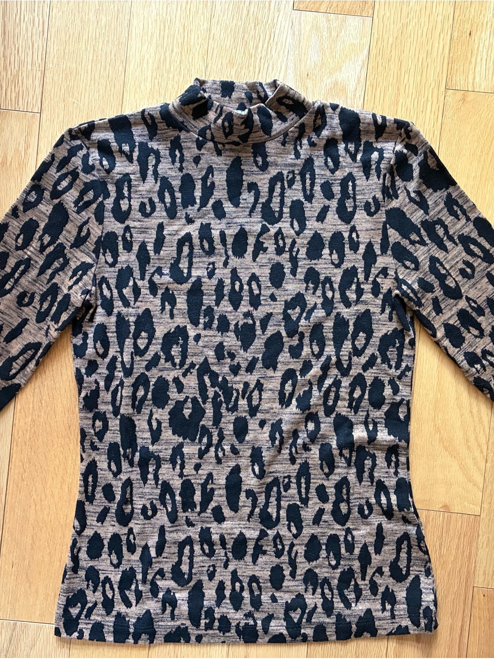 Whistles Black & Tan Leopard Mock Neck Long Sleeve Top